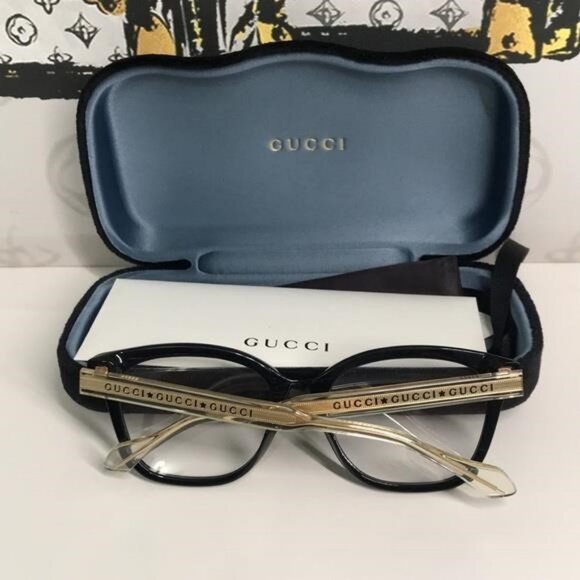✨ Luxury New Authentic Gucci GG0566O 001 Black Square Eyeglasses ✨ - Picture 4 of 13